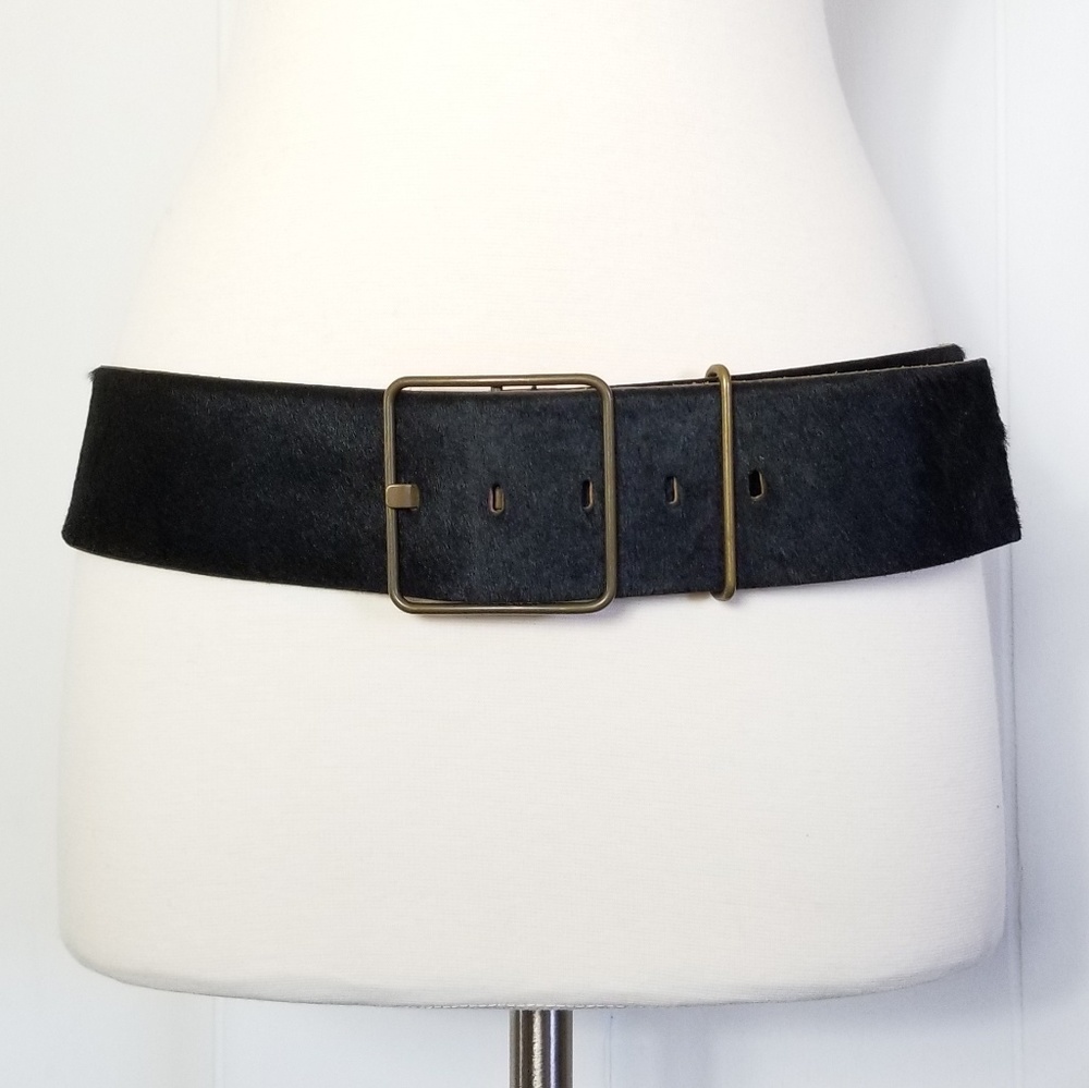 Miu Miu | Black Pony Hair Leather Belt Italy Sz.36